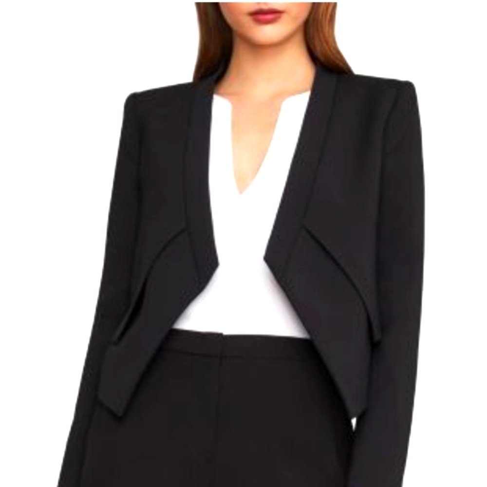 BCBGMaxAzria Black Cropped Blazer with Structured Shoulders